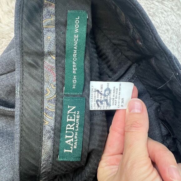 Lauren Ralph Lauren High Performance Wool Dress Pants Mens 36R Grey Trouser - Picture 5 of 7